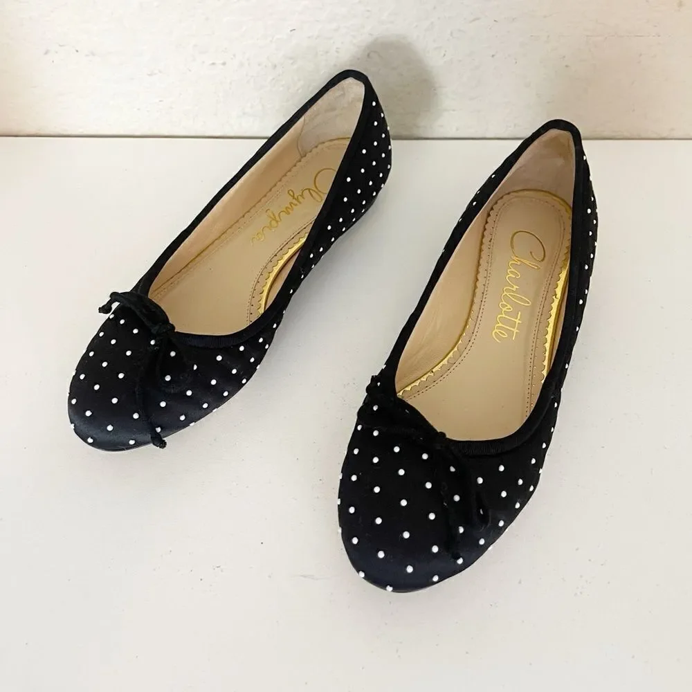 CHARLOTTE OLYMPIA BALLET FLATS black and white polka dots 37